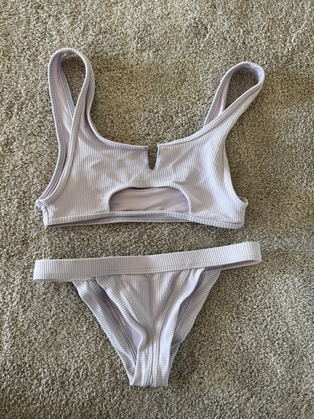 Frankie’s Bikinis Cole Ribbed Cutout Bikini Set - Light Lavender